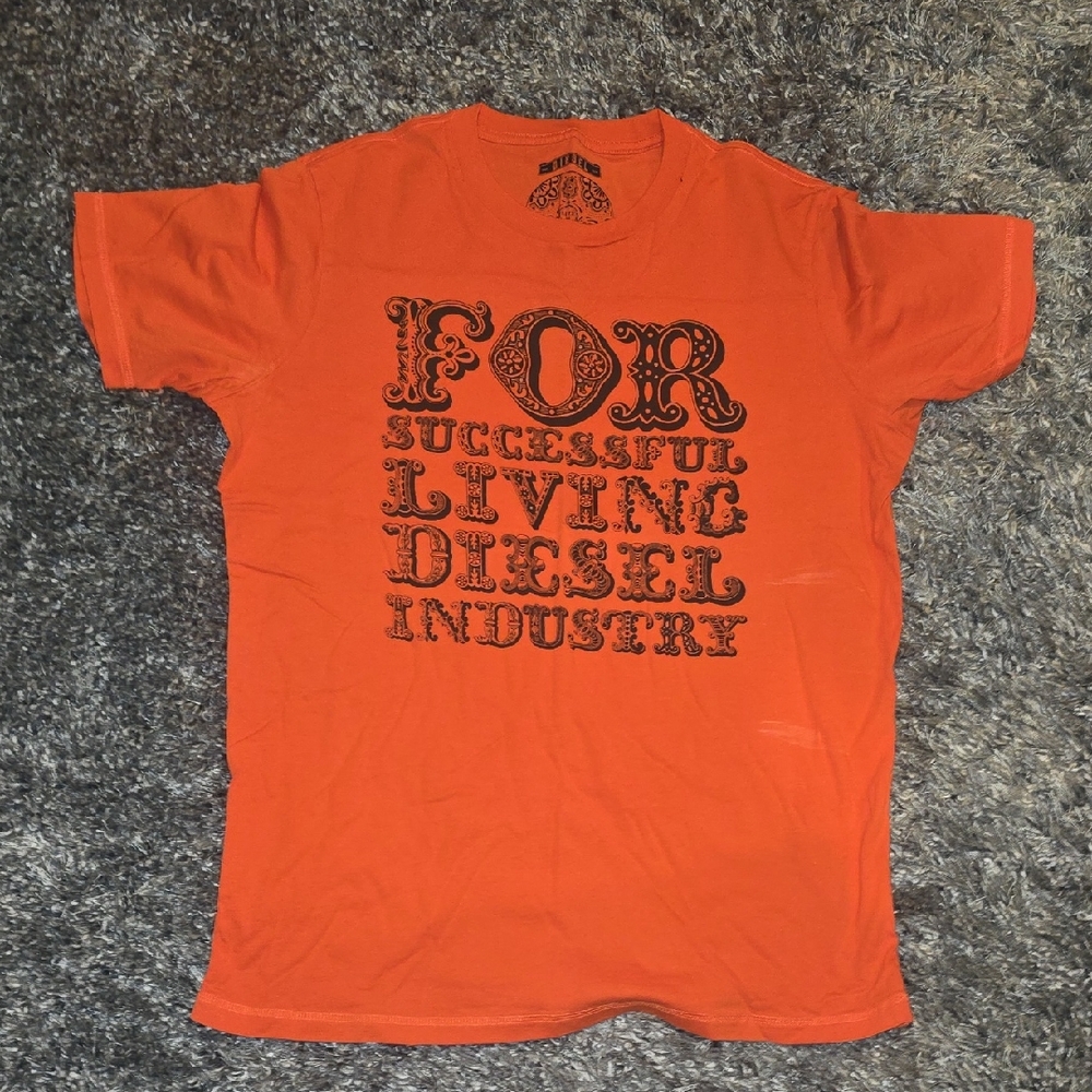 Diesel Bold Orange Tee with Graphic Print